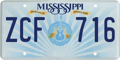 MS license plate ZCF716