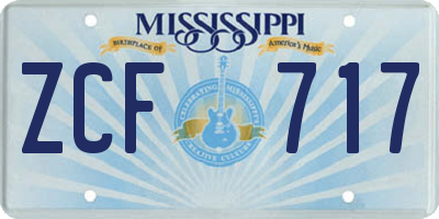MS license plate ZCF717