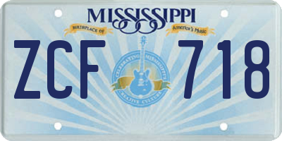 MS license plate ZCF718