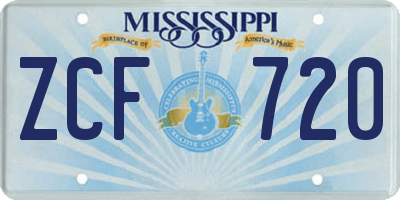MS license plate ZCF720