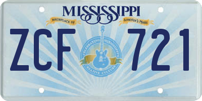 MS license plate ZCF721