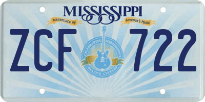 MS license plate ZCF722