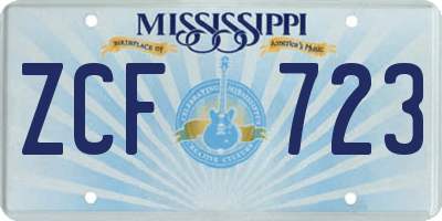 MS license plate ZCF723