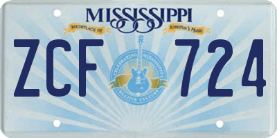 MS license plate ZCF724