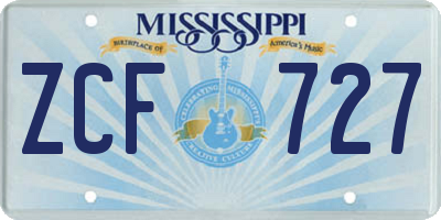 MS license plate ZCF727