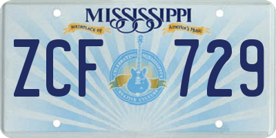 MS license plate ZCF729