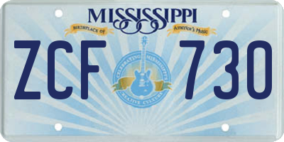 MS license plate ZCF730