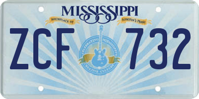MS license plate ZCF732