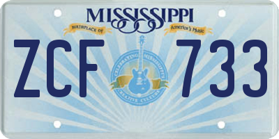 MS license plate ZCF733