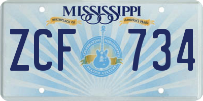 MS license plate ZCF734