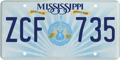MS license plate ZCF735
