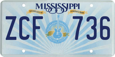 MS license plate ZCF736