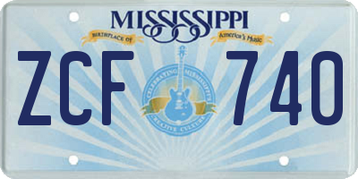 MS license plate ZCF740