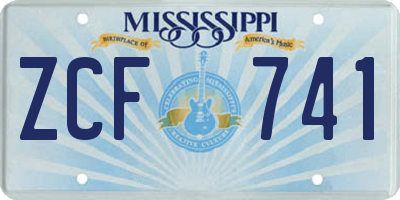 MS license plate ZCF741