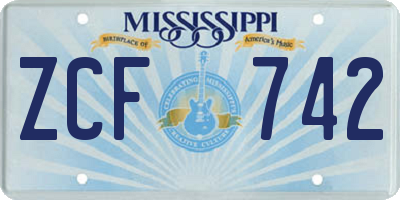 MS license plate ZCF742