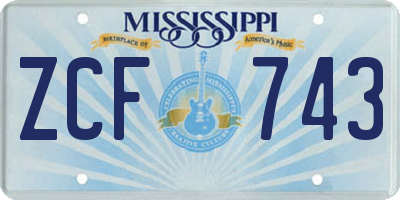 MS license plate ZCF743