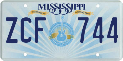 MS license plate ZCF744