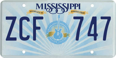 MS license plate ZCF747