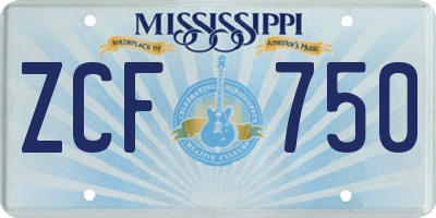 MS license plate ZCF750