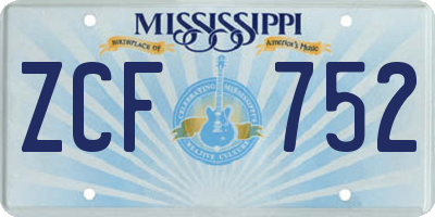 MS license plate ZCF752