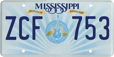 MS license plate ZCF753