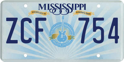 MS license plate ZCF754