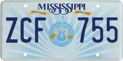 MS license plate ZCF755