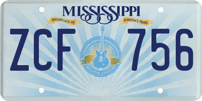 MS license plate ZCF756