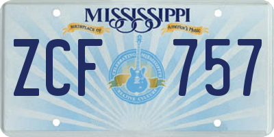 MS license plate ZCF757