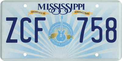 MS license plate ZCF758