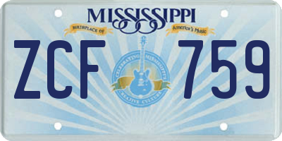 MS license plate ZCF759