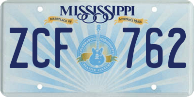 MS license plate ZCF762