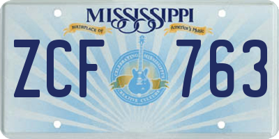 MS license plate ZCF763