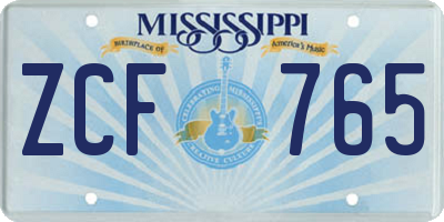 MS license plate ZCF765