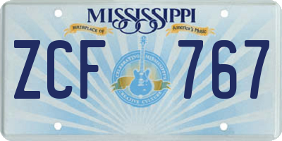 MS license plate ZCF767
