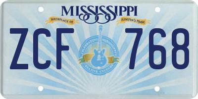 MS license plate ZCF768