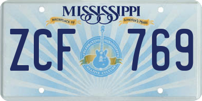 MS license plate ZCF769