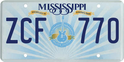 MS license plate ZCF770
