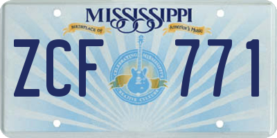 MS license plate ZCF771
