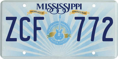 MS license plate ZCF772