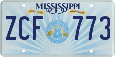 MS license plate ZCF773