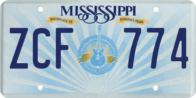 MS license plate ZCF774
