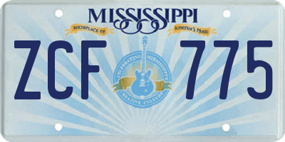 MS license plate ZCF775
