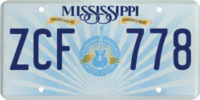 MS license plate ZCF778