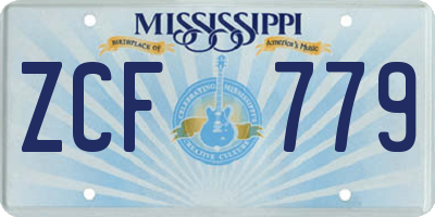 MS license plate ZCF779