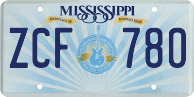 MS license plate ZCF780
