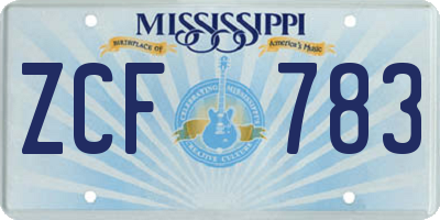 MS license plate ZCF783
