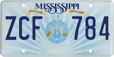 MS license plate ZCF784