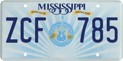MS license plate ZCF785