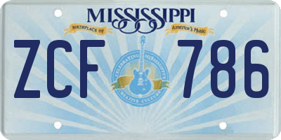 MS license plate ZCF786